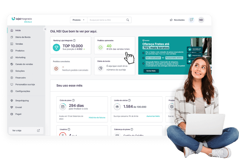 Painel da loja virtual
